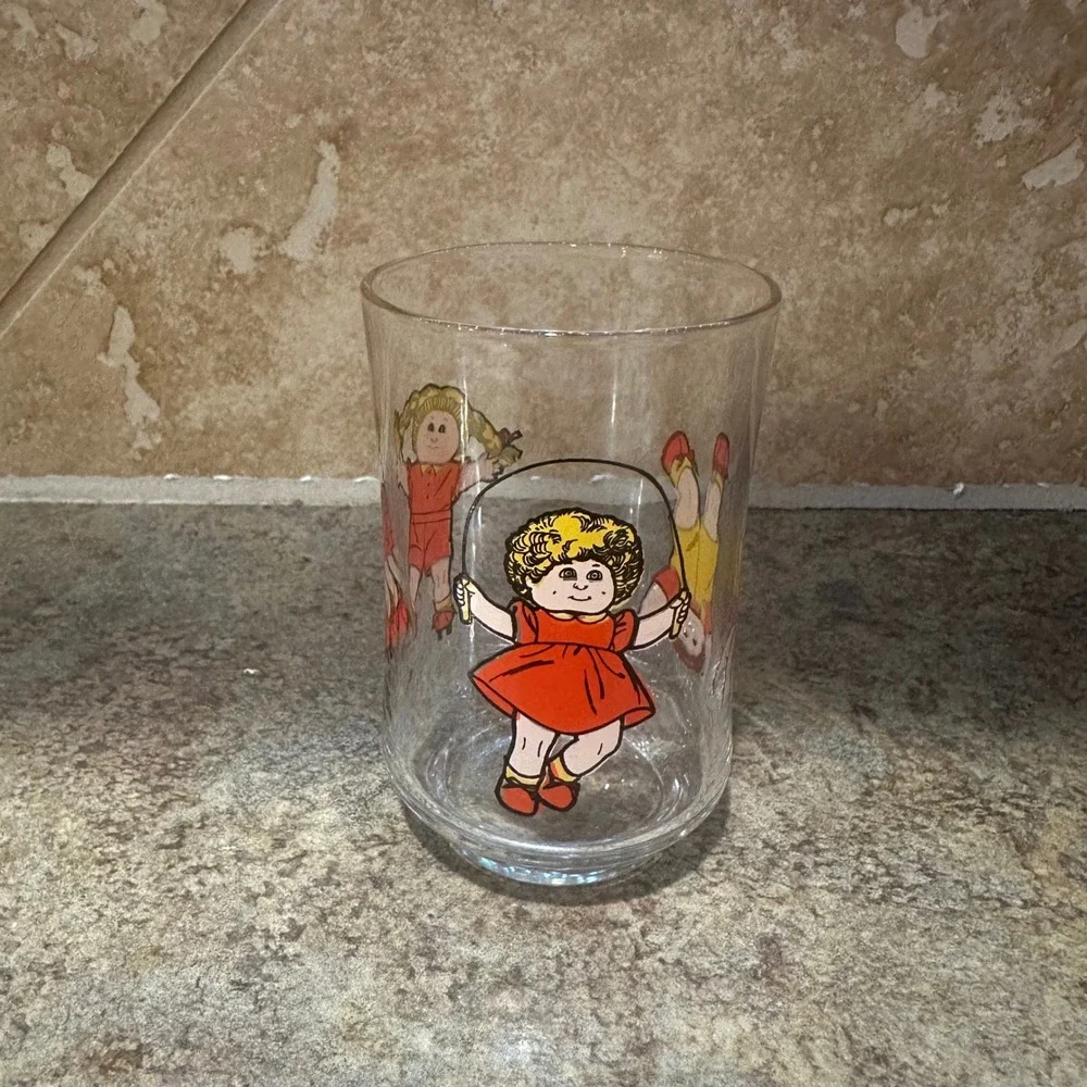 Vintage 1984 Cabbage Patch Kids Drinking Glass Retro Collectible Juice Tumbler